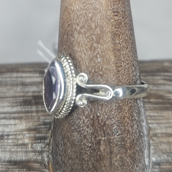 Sterling Silver Marquise Cut Faceted Amethyst Sz 9 NWT Tested Solid 925 - Picture 2 of 3